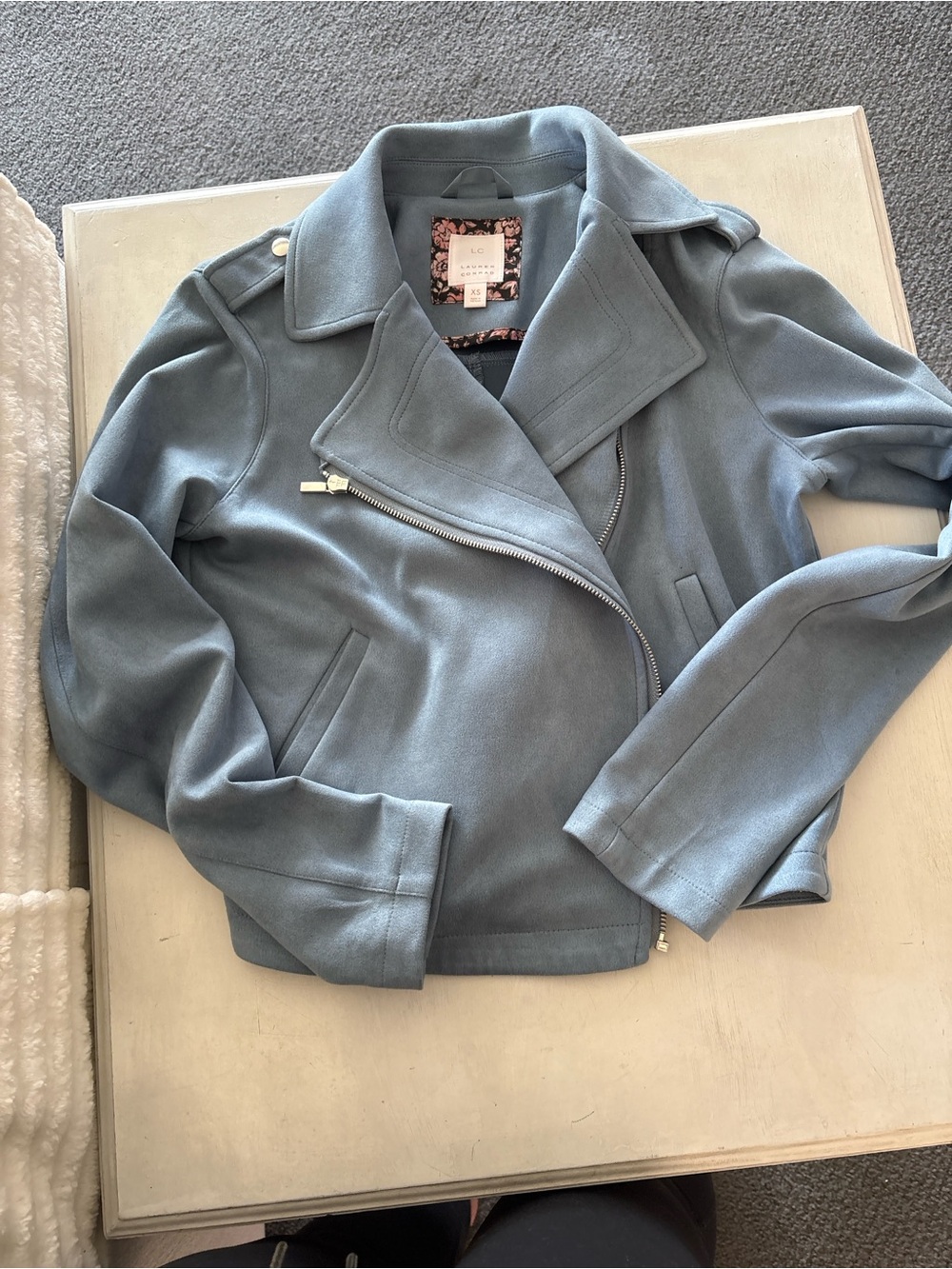 LC Lauren Conrad Dusty Blue Moto Jacket